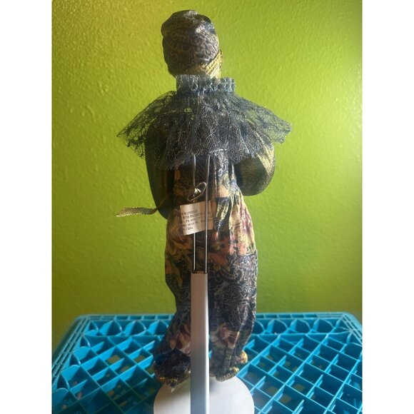 Vintage Green Gables Creations Co. Porcelain Harlequin Doll With Floral Patterne - Picture 2 of 5